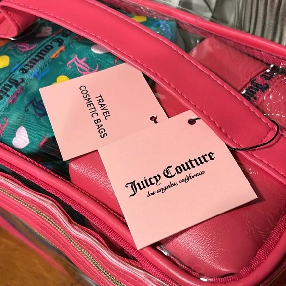 NWT Juicy Couture Women's Four Cosmetic Skincare Toiletry Jewelry Nested Bag - Picture 3 of 9